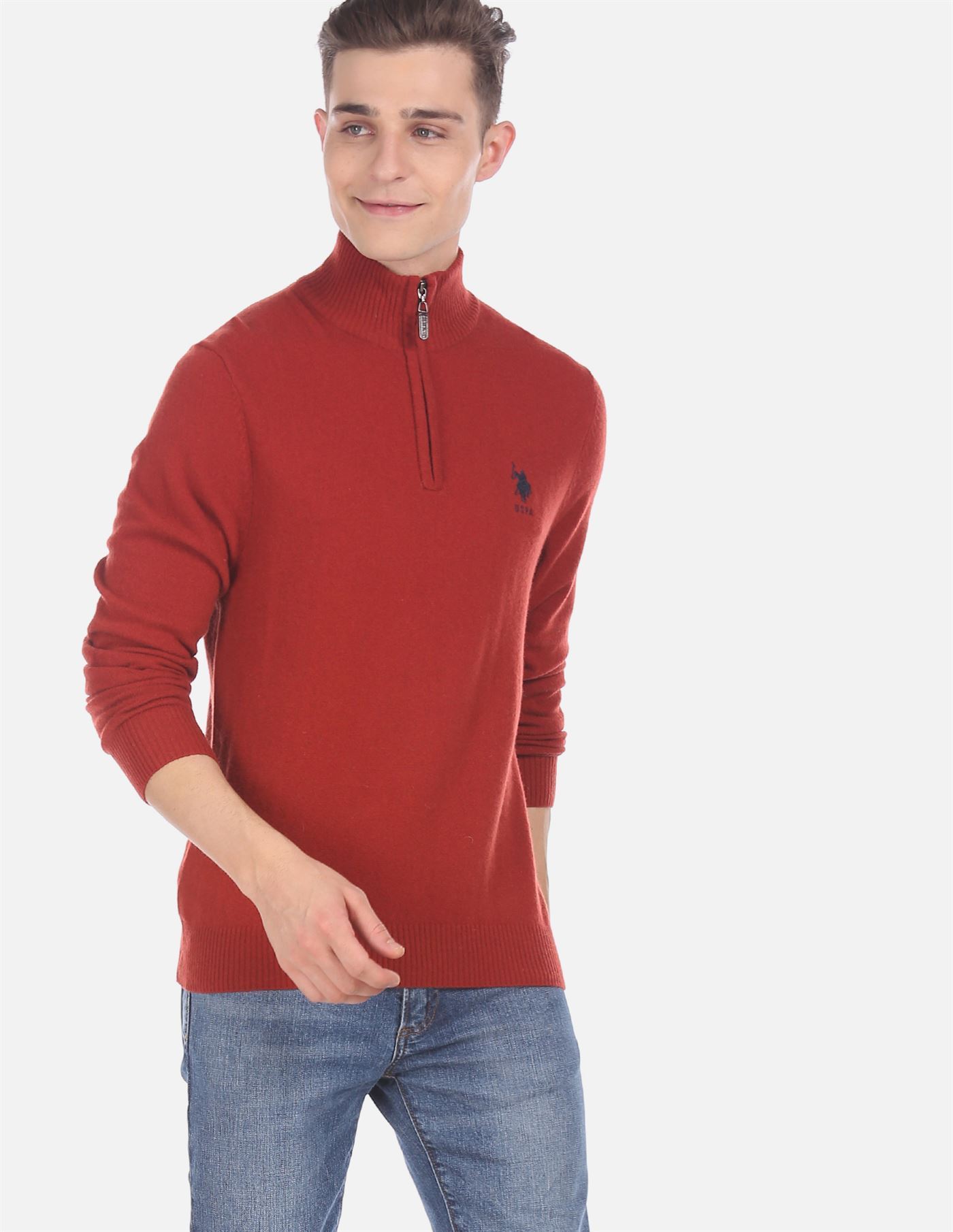 Mens red cheap polo sweater